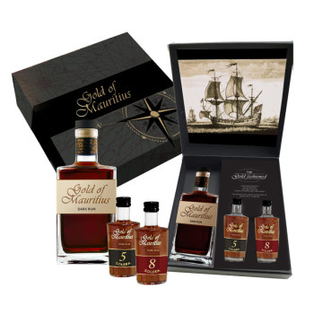 Gold of Mauritius Rum 40% 0,7 l + 5Y 0,05 l + 8Y 0,05 l dárkové balení
