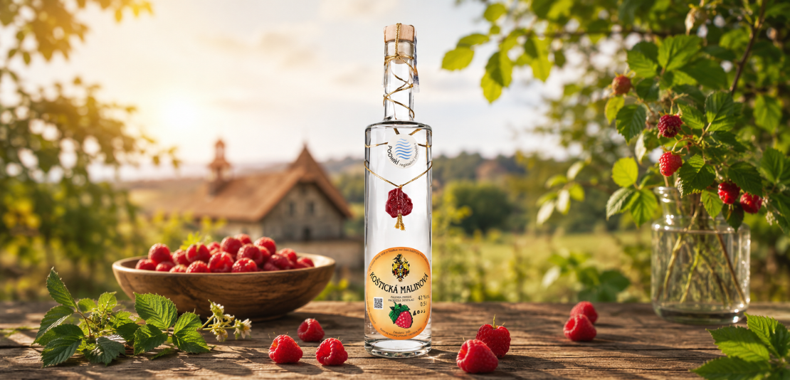 Karfíkův dvůr Koštický malinový destilát 42% 0,5 l